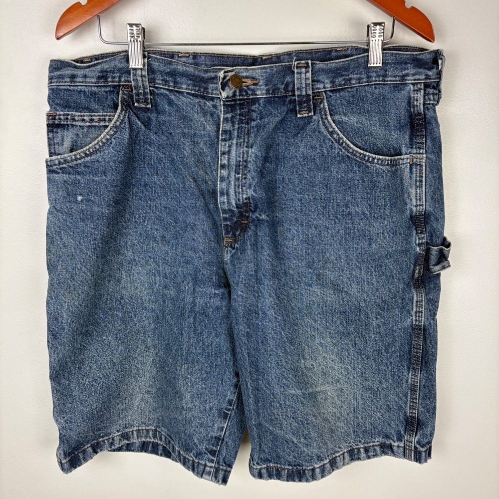 Y2K Wrangler Carpenter Denim Jean Shorts Men's Size 36 Blue Cotton - Picture 3 of 4